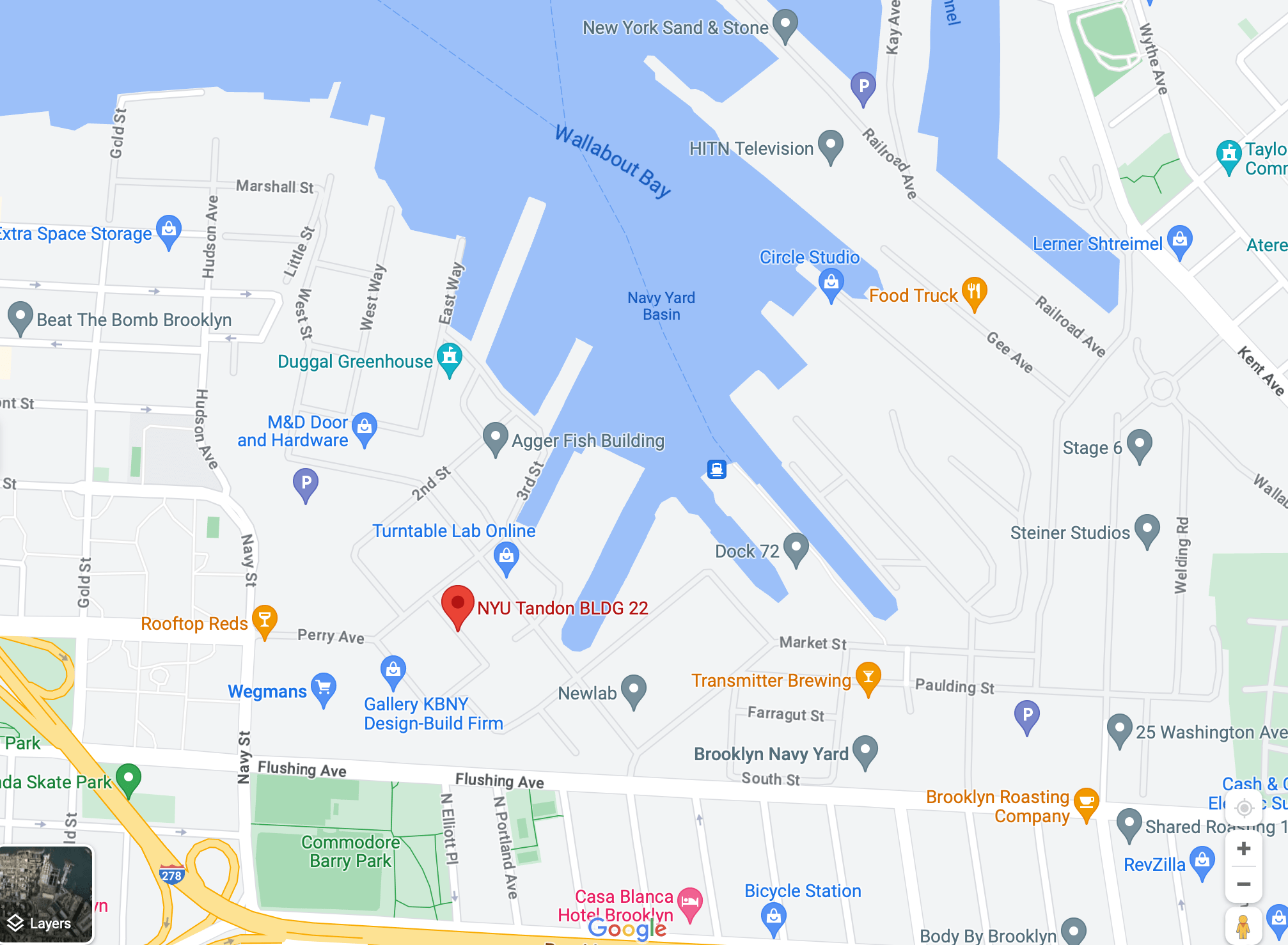 google map screenshot of IDM XR Lab location in Navy Yard